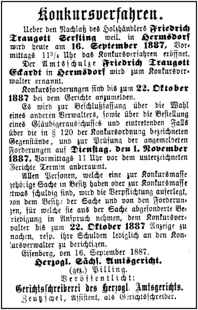 1887-09-22 Hdf Konkurs Serfling